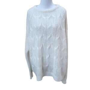 Soft Surroundings Sweater Pullover Off White Loose Open Knit Sparkly NWT Sz XL